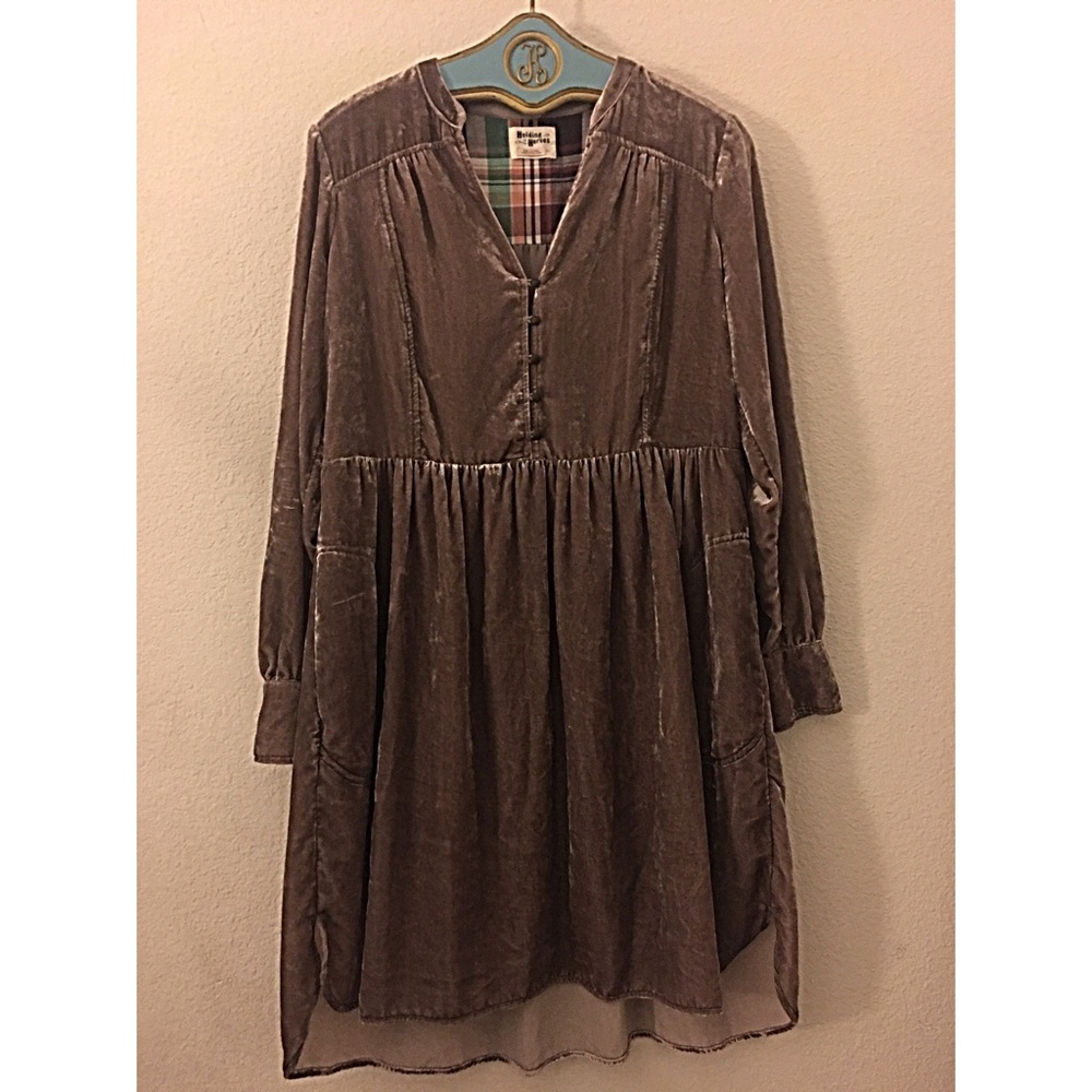Anthropologie holding horses velvet shirt dress